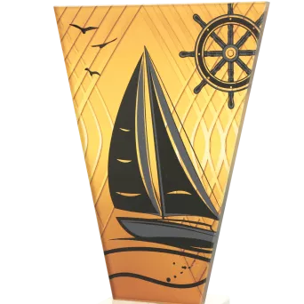 VL1-D/SAI Trofeum szklane na podstawie marmurowej - żeglarstwo h-15 cm, grub. 1 cm