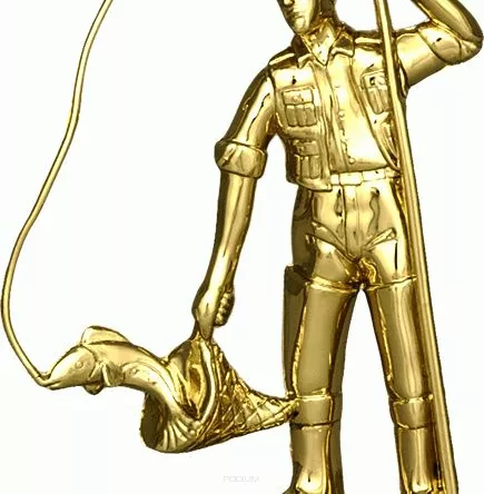 F192/G Figurka plastikowa złota WĘDKARSTWO h-14 cm