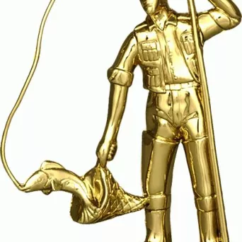 F192/G Figurka plastikowa złota WĘDKARSTWO h-14 cm