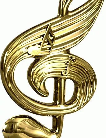 F157/G Figurka plastikowa złota MUZYKA h-12 cm